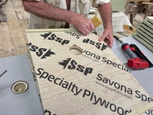 Jim building a bee box lid